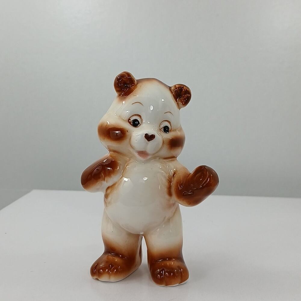 Brinns Bear Figurine China Porcelain Brown Ivory Heart Nose Cub